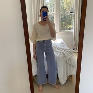 Like New Mango High Waisted Cropped Flair Denim
